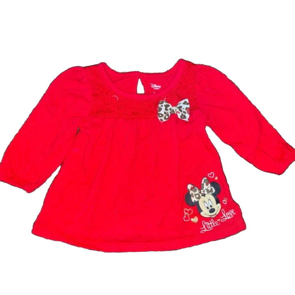NWOT 12M Baby Girl Red Minnie Mouse Long Sleeve by Disney Baby